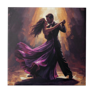 Azulejo De Cerâmica Casal de Tango Romântico Desenho de Dança Elegante