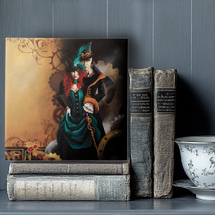 Azulejo De Cerâmica Casal Elegante Romântico Steampunk Vitoriano