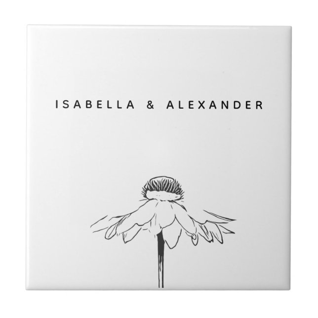 Azulejo De Cerâmica Casamento de Aniversário da Linha Floral Branca Pe (Frente)