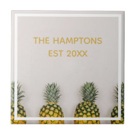 Azulejo De Cerâmica Casamento de Aniversário de Abacaxi Tropical