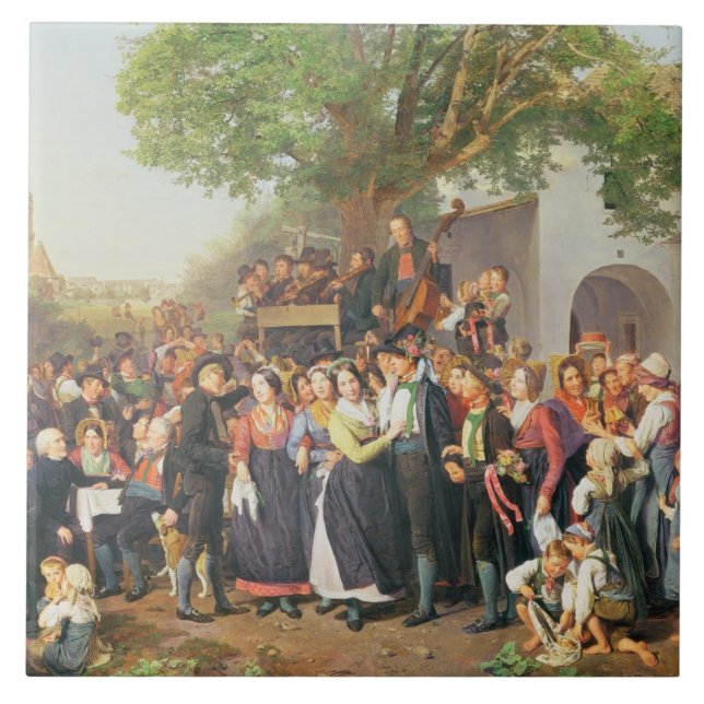 Azulejo De Cerâmica Casamento de camponeses na Baixa Áustria (óleo na  (Frente)