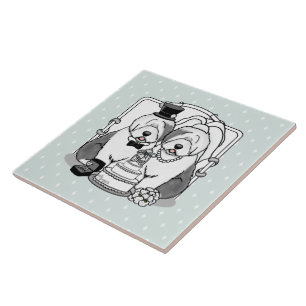 Azulejo De Cerâmica Casamento de Ovelhas Ovelhas Ovelhas Cachorras Noi