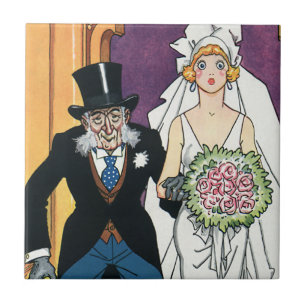 Azulejo De Cerâmica Casamento Engraçado Vintage, Romance de Maio a Dez