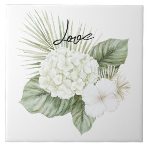 Azulejo De Cerâmica Casamento Floral de Hydrangea Tropical Aloha Beach