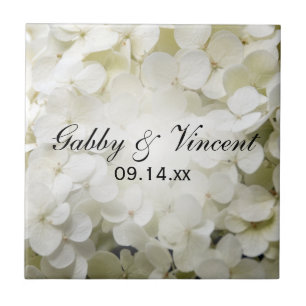 Azulejo De Cerâmica Casamento floral do Hydrangea branco