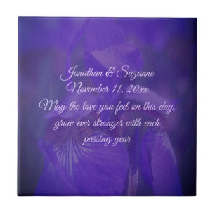 Azulejo De Cerâmica Casamento Personalizado Da Flor Roxo Iris