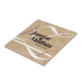 Azulejo De Cerâmica Casamento Rustic Elegant Vintage Monograma Burlap