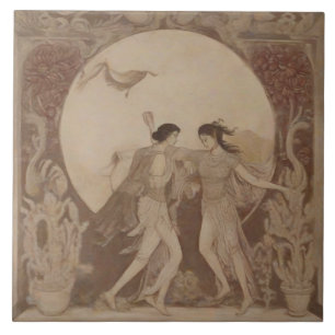 Azulejo De Cerâmica Casamento Sumeriano na Lua do outono