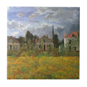 Azulejo De Cerâmica Casas em Argenteuil de Claude Monet, Arte Antigo