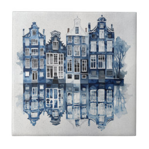 Azulejo De Cerâmica Casas tradicionais do estilo Delft azul e branco
