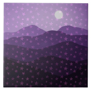 Azulejo De Cerâmica Cascade of Stars over Purple Mountains Abstract