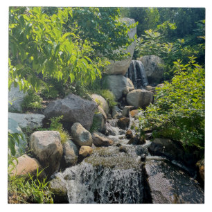 Azulejo De Cerâmica Cascata da floresta em cascata verde florestal