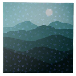 Azulejo De Cerâmica Cascata de Estrelas sobre Abstrato das Montanhas T