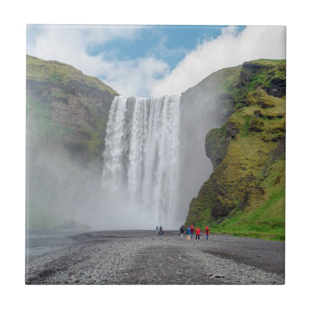 Azulejo De Cerâmica Cascata de Skogafoss - Aldeia de Skogar, Islândia (Frente)