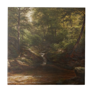 Azulejo De Cerâmica Cascata na Floresta - George Hetzel