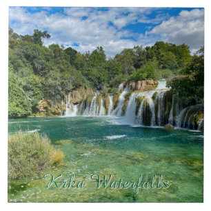 Azulejo De Cerâmica Cascatas Krka na Croácia panorama remoto viagem