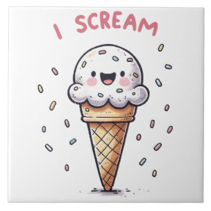 Azulejo De Cerâmica Casquinha de Sorvete I Scream com Confeitos