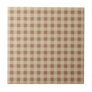 Azulejo De Cerâmica Castanho Bege Plaid Búfalo Rústico País