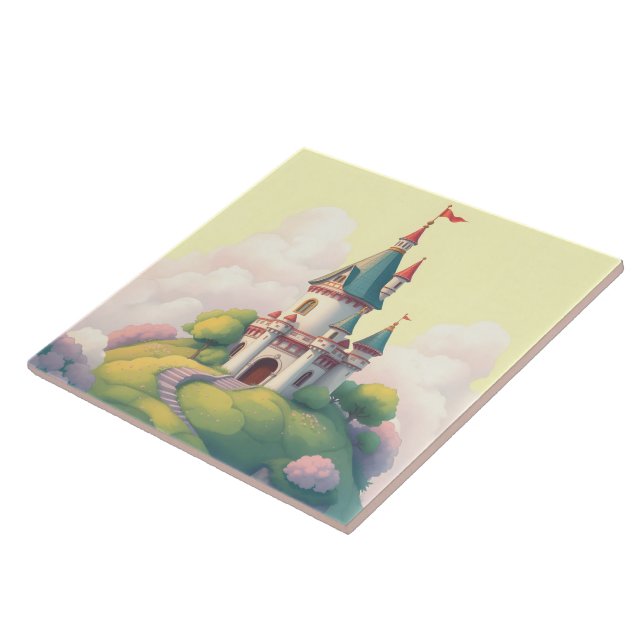 Azulejo De Cerâmica Castelo branco com jardim verde (Lateral)