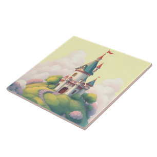 Azulejo De Cerâmica Castelo caprichoso com jardim verde