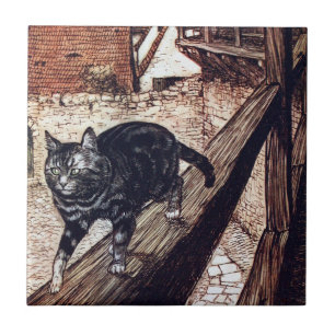 Azulejo De Cerâmica Castelo Gato Rackham Ilustração