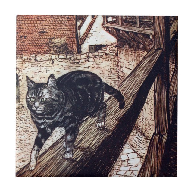 Azulejo De Cerâmica Castelo Gato Rackham Ilustração (Frente)