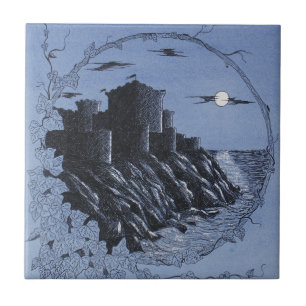 Azulejo De Cerâmica Castelo Medieval De Azul