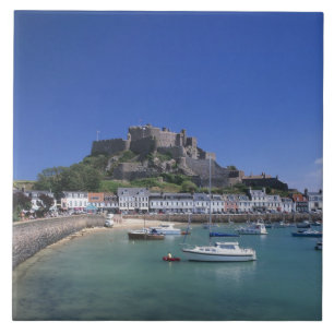 Azulejo De Cerâmica Castelo Mount Orgueil e porto, Gorey, Jersey