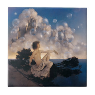 Azulejo De Cerâmica Castelos no Ar de Maxfield Parrish 1904 Fantasia V