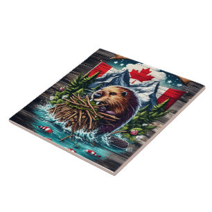Azulejo De Cerâmica Castor Canadiano por Snowy Peaks