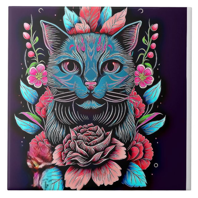 Azulejo De Cerâmica Cat Decor (Frente)