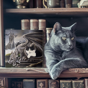 Azulejo De Cerâmica Cat e Gargoyle