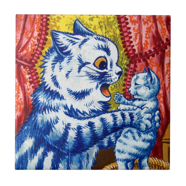 Azulejo De Cerâmica Cat e seus gatinhos (Frente)