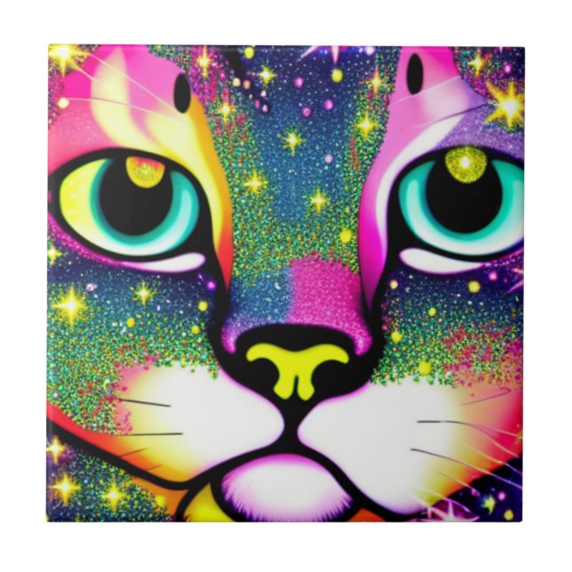 Azulejo De Cerâmica Cat Face Fechar Pop (Frente)