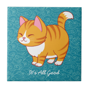 Azulejo De Cerâmica Cat Feliz Personalizado