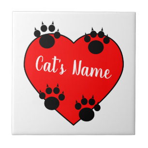 Azulejo De Cerâmica Cat Paw Imprime Amor Com Nome Personalizado
