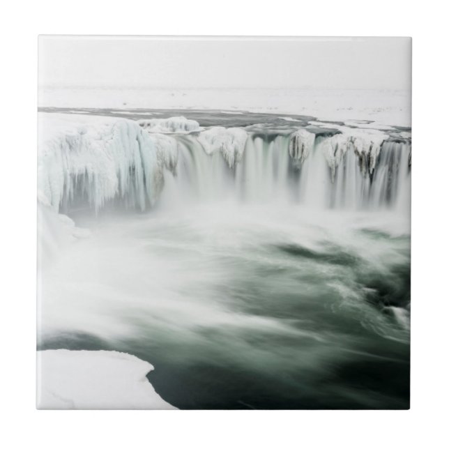 Azulejo De Cerâmica Catarata Godafoss, inverno, Islândia (Frente)