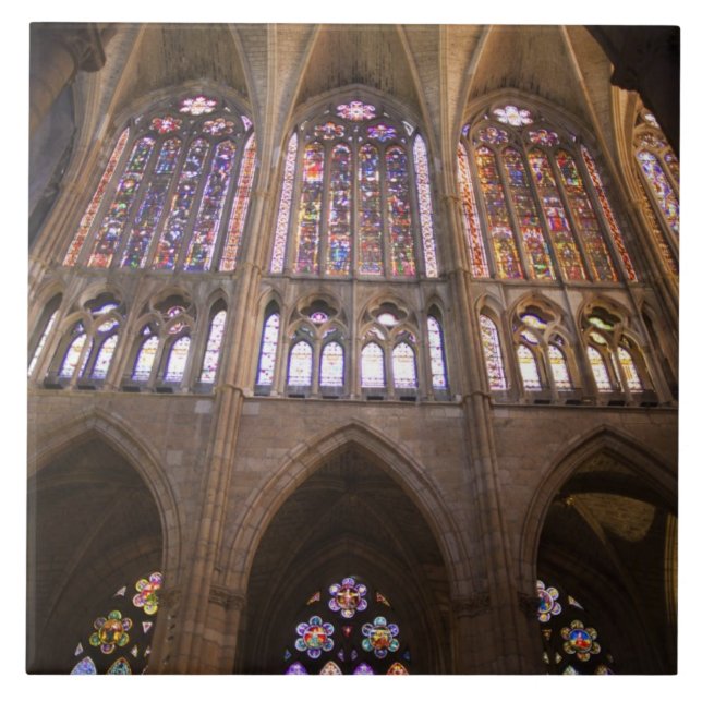 Azulejo De Cerâmica Catedral de Leão, janelas de vidro com manchas int (Frente)