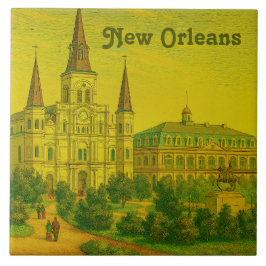Azulejo De Cerâmica Catedral de São Luís de Nova Orleans Antiga Vintag