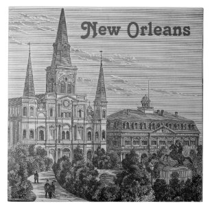 Azulejo De Cerâmica Catedral de St Louis Antiga Vintage New Orleans
