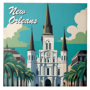 Azulejo De Cerâmica Catedral de St Louis de Nova Orleans Azul Turquesa