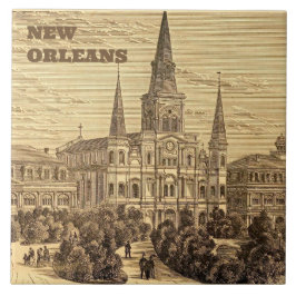 Azulejo De Cerâmica Catedral de St Louis Nova Orleans Antiga Vintage