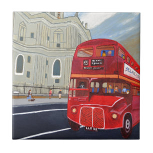 Azulejo De Cerâmica Catedral de St.Paul e ônibus de Londres
