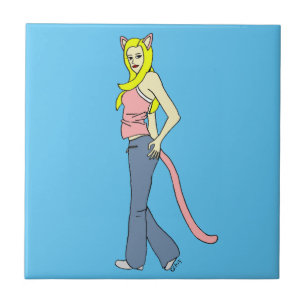azulejo de cerâmica catgirl