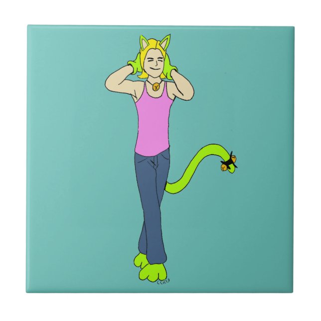 azulejo de cerâmica catgirl (Frente)