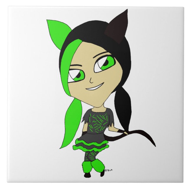 Azulejo De Cerâmica catgirl chibi (Frente)