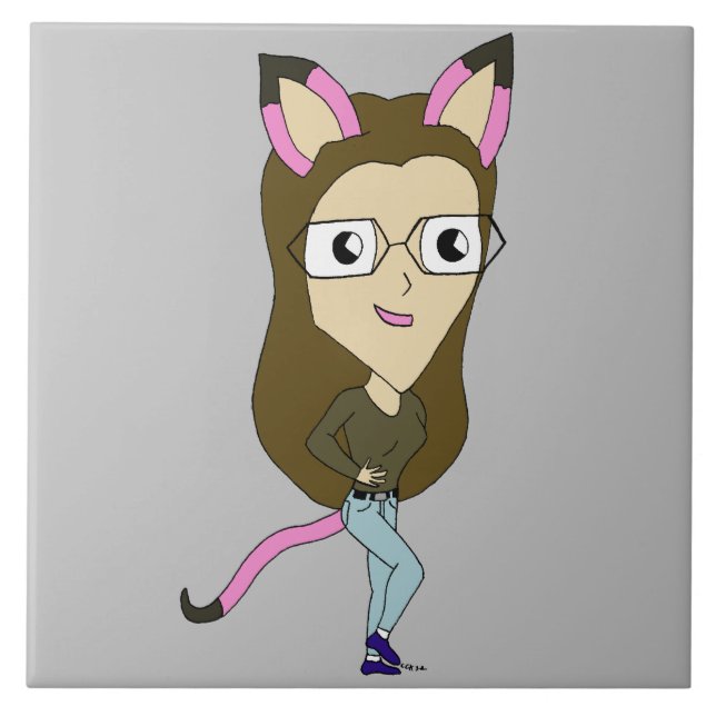 Azulejo De Cerâmica catgirl chibi (Frente)