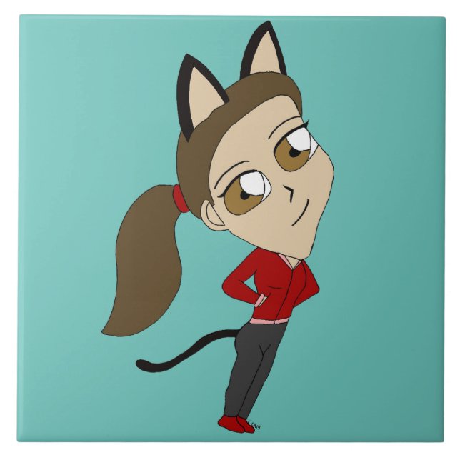 Azulejo De Cerâmica catgirl chibi (Frente)