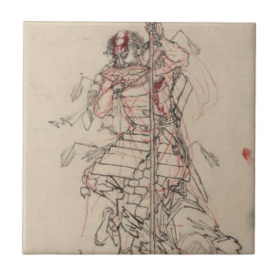 Azulejo De Cerâmica Causa do bebendo do samurai cerca dos 1800s