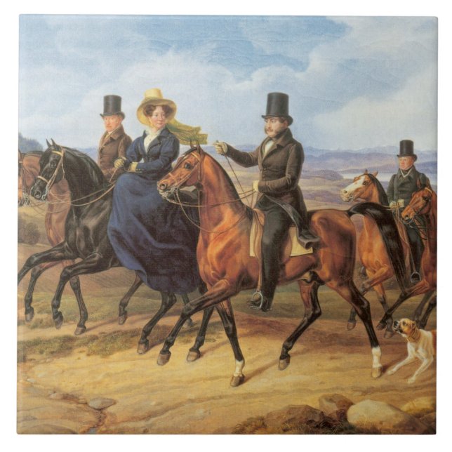 Azulejo De Cerâmica Cavalcade em frente a Schloss Heiligenberg (Frente)